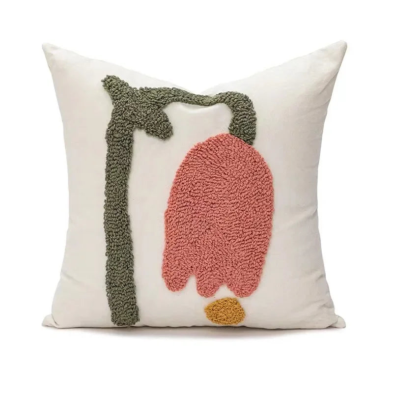 Pink Floral Tufted Cushion Cover - main product view