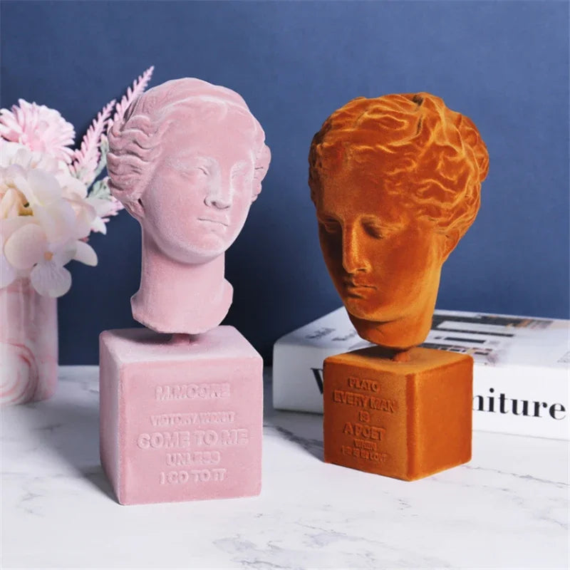 Pink Greek Goddess Bust Sculpture - styled product view