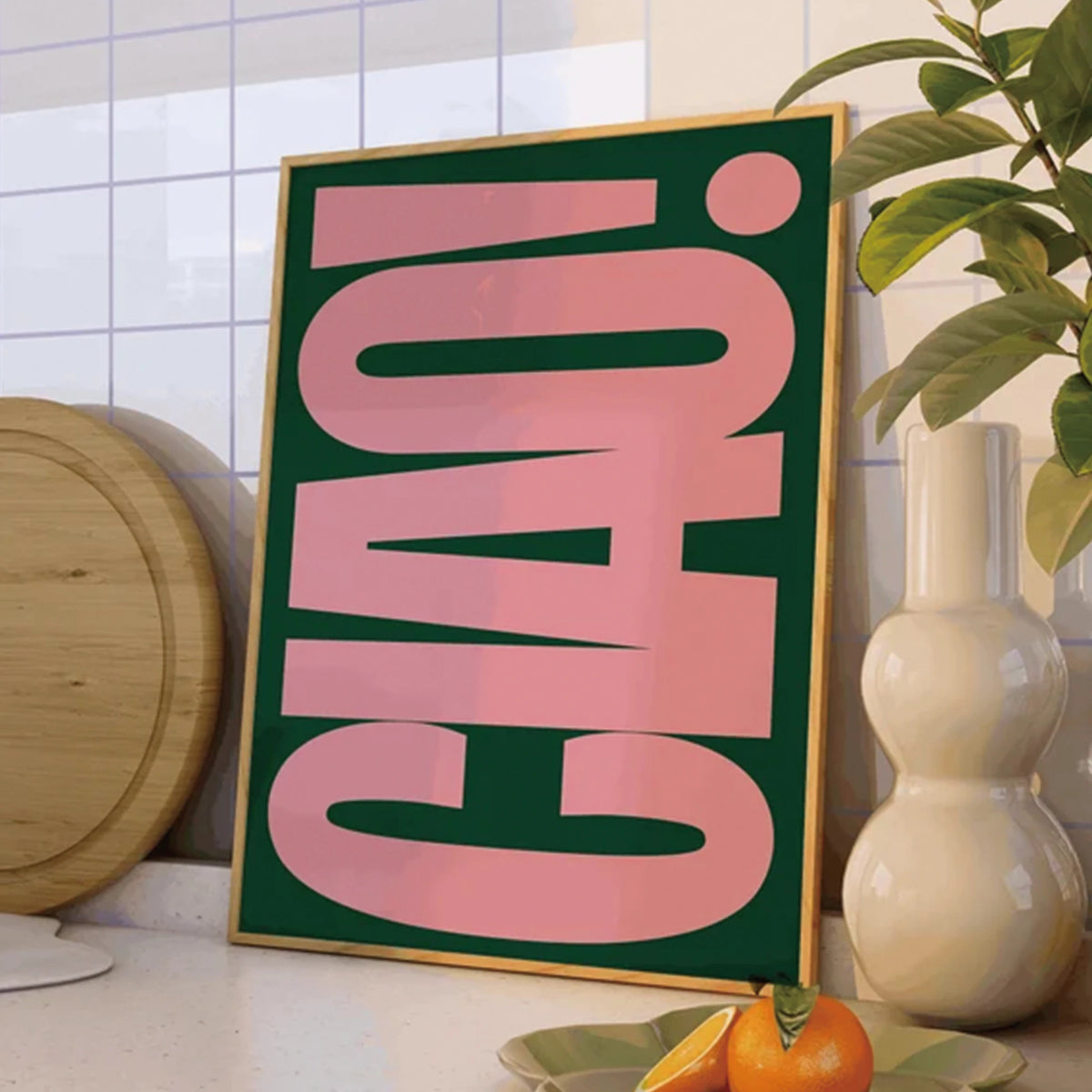 pink green typography wall art alternate product view