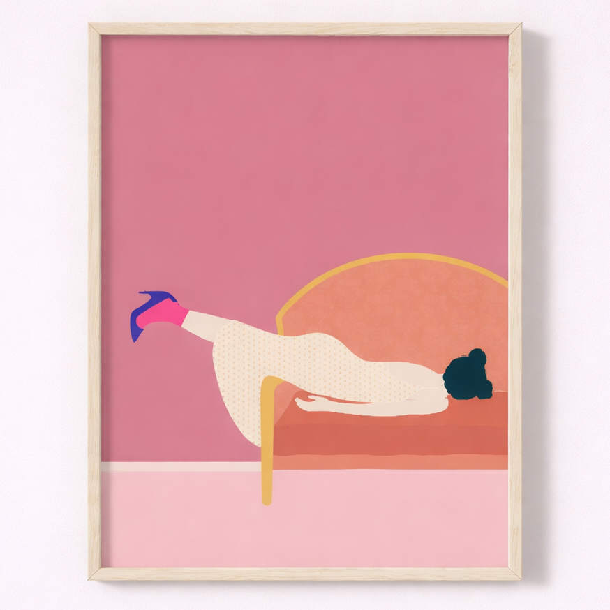 pink reclining figure wall art main product view