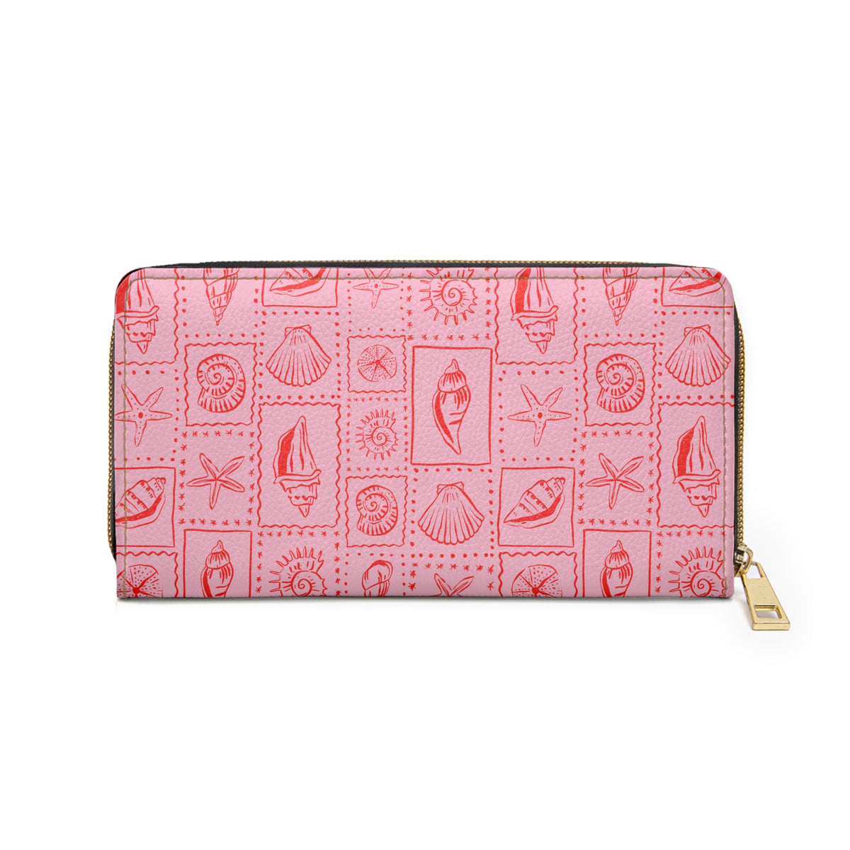 Pink Seashell Wallet Gift For Her Coastal Zip Around Clutch Beach Vacation Purse Ocean Inspired Card – product image 3