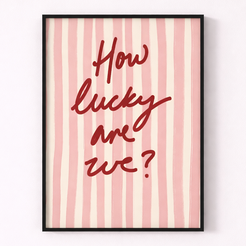 pink stripe typography wall art main product view