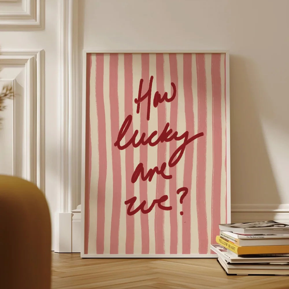 pink stripe typography wall art alternate product view