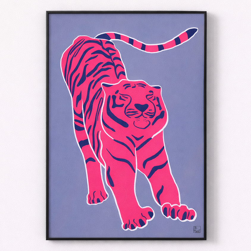 pink tiger wall art main product view