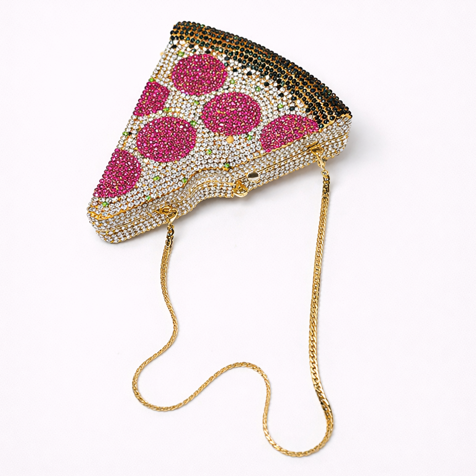 pizza slice rhinestone clutch bag crystal evening purse alternate product view