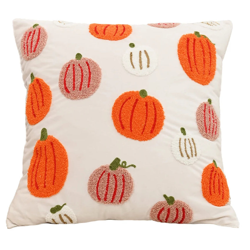 pumpkin embroidered cushion cover main product view