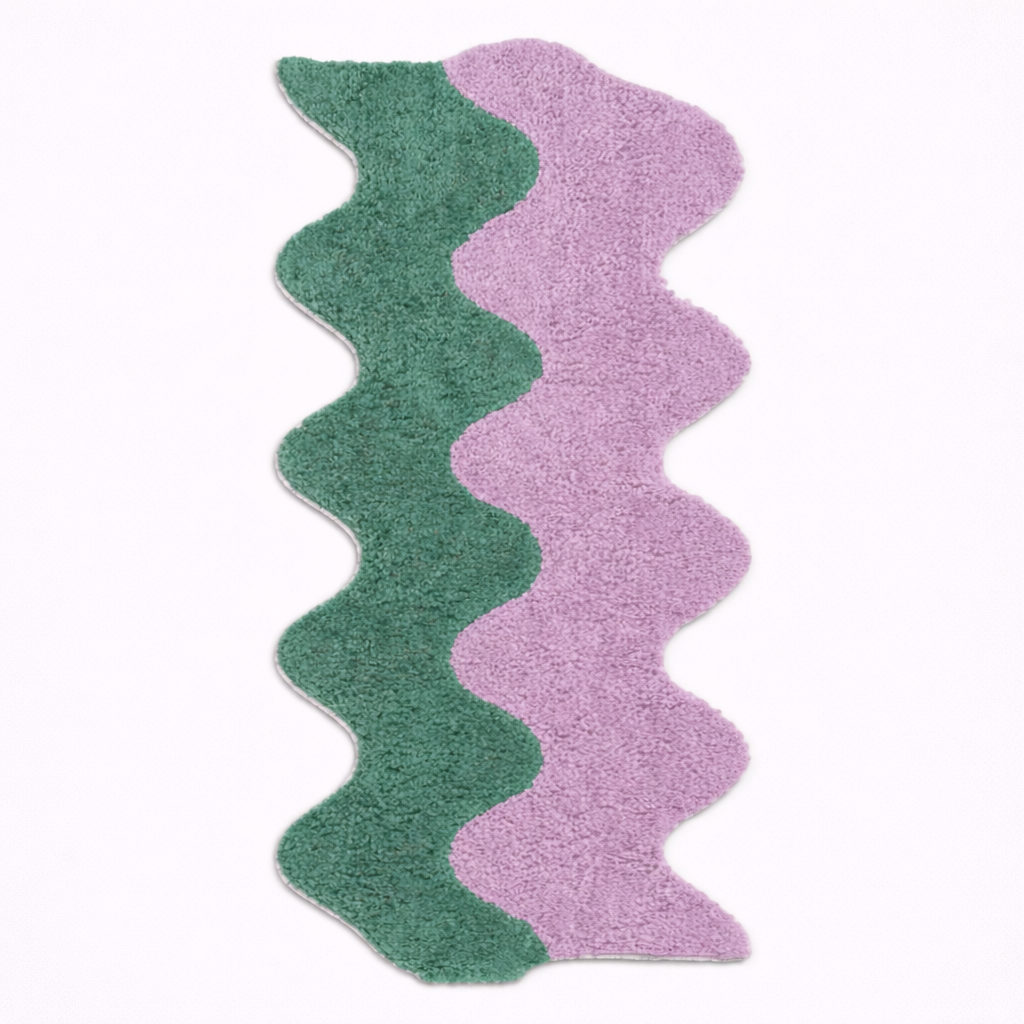 purple green wavy runner rug 45x120 main product view