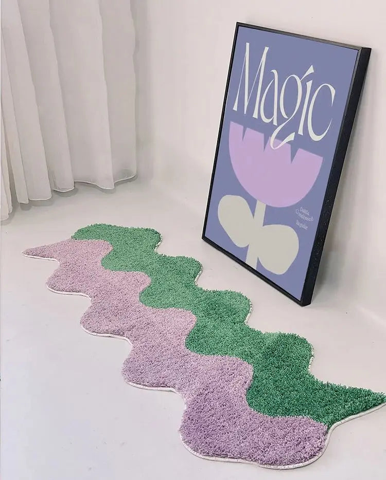 purple green wavy runner rug 45x120 alternate product view