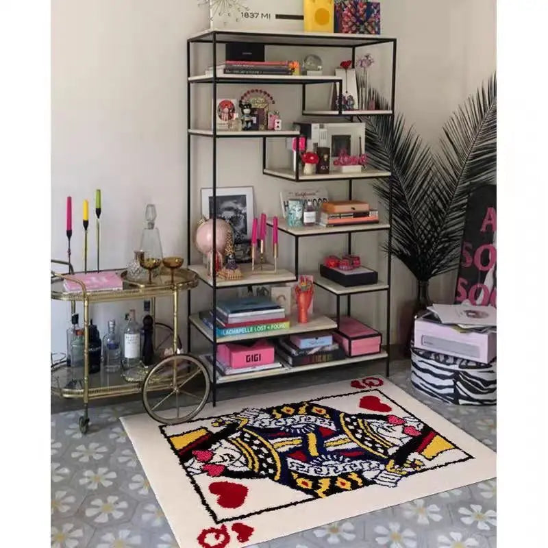 queen playing card rug styled product view