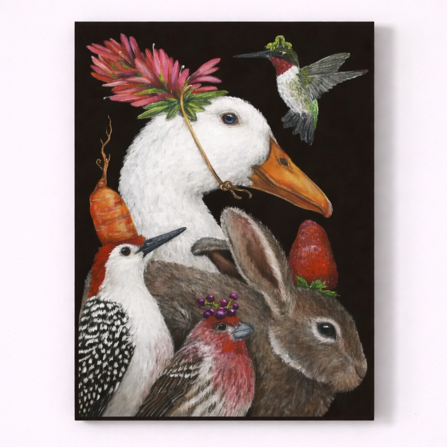 rabbit bird duck sheep wall art dark animal cotton canvas print whimsical h main product view