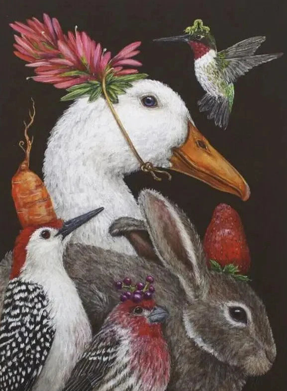 rabbit bird duck sheep wall art dark animal cotton canvas print whimsical h alternate product view