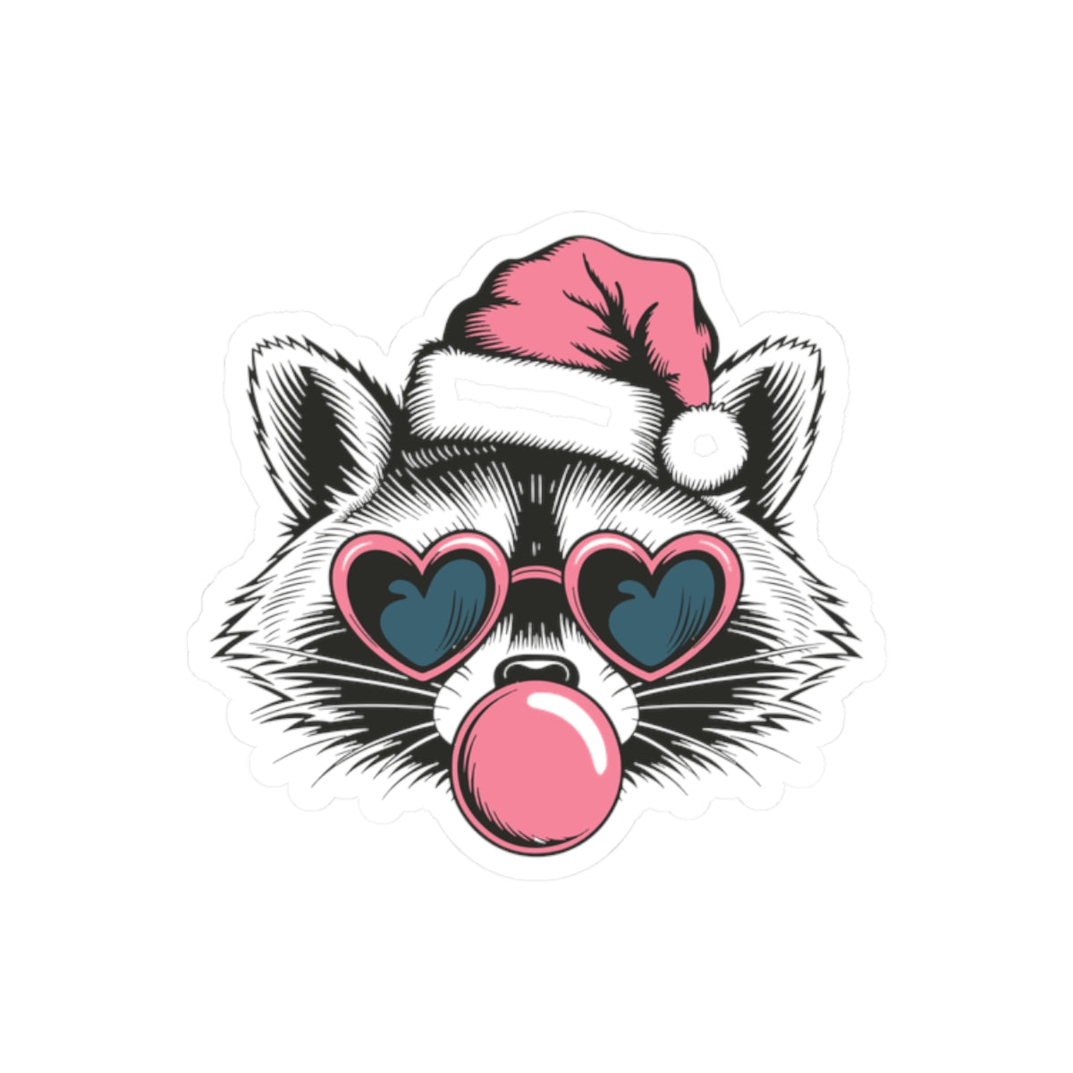 Raccoon Christmas Sticker Gift For Bestie Cute Santa Decal Festive Bubblegum Vinyl For Laptop Journal