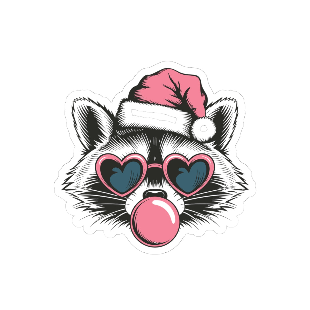 Raccoon Christmas Sticker Gift For Bestie Cute Santa Decal Festive Bubblegum Vinyl For Laptop Journal – product image 3