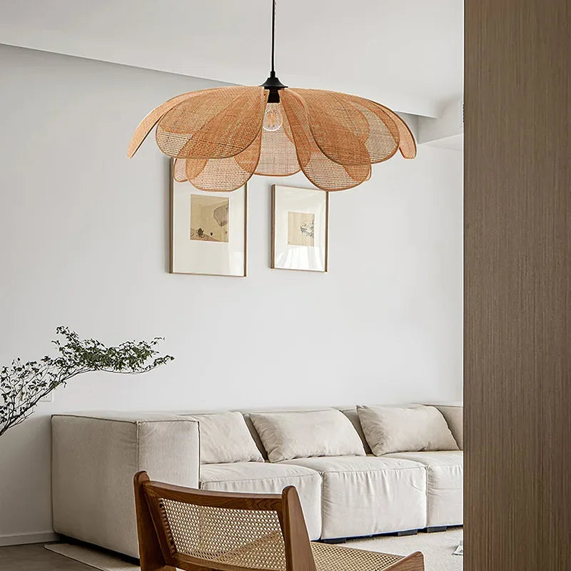 Rattan woven pendant ceiling light product detail view 2