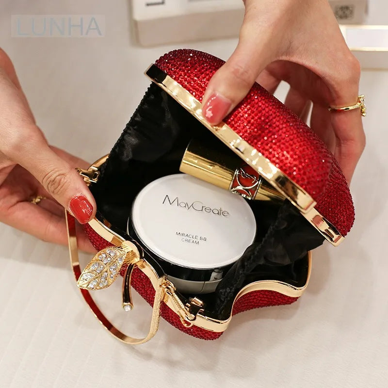red apple clutch bag styled product view