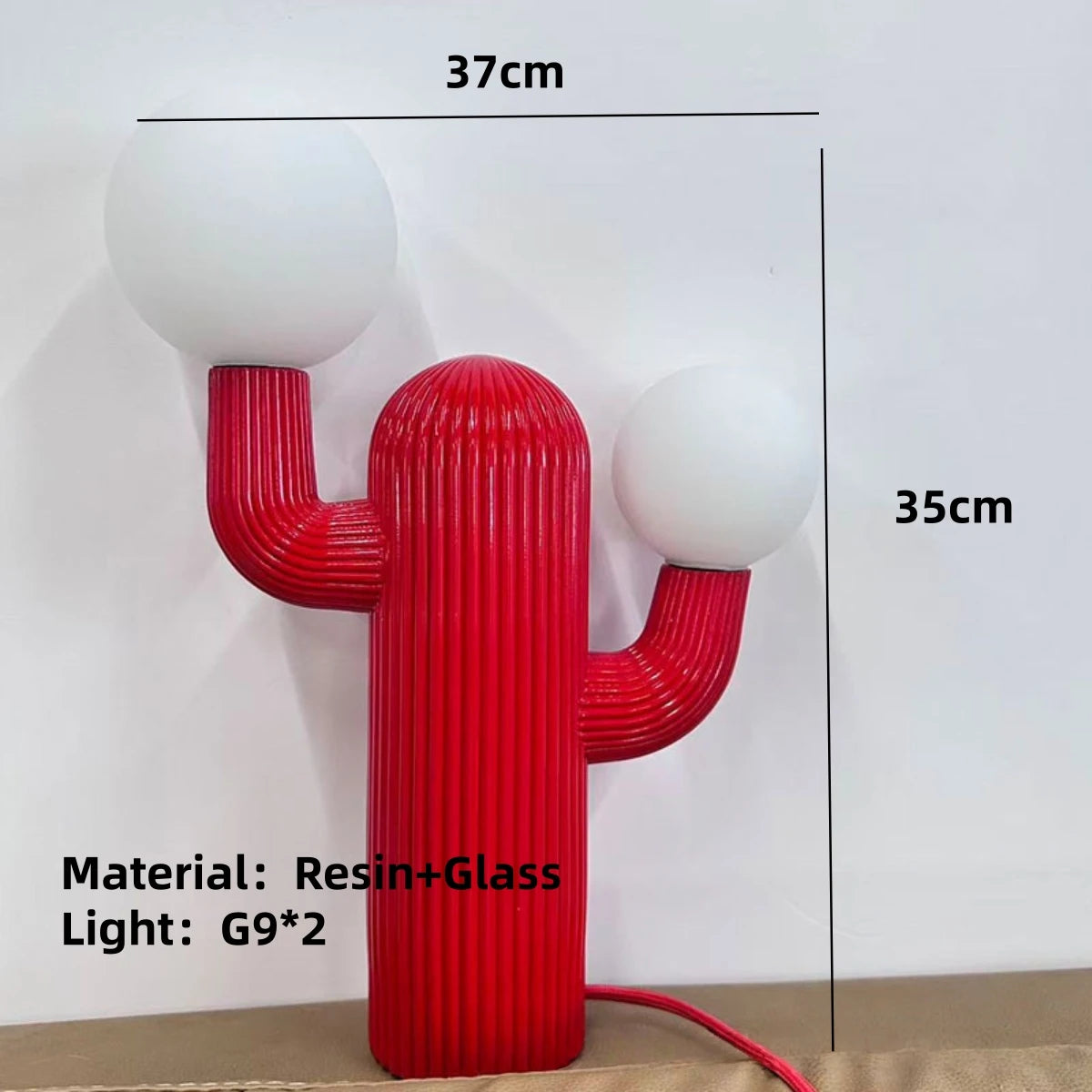 red cactus double globe table lamp alternate product view