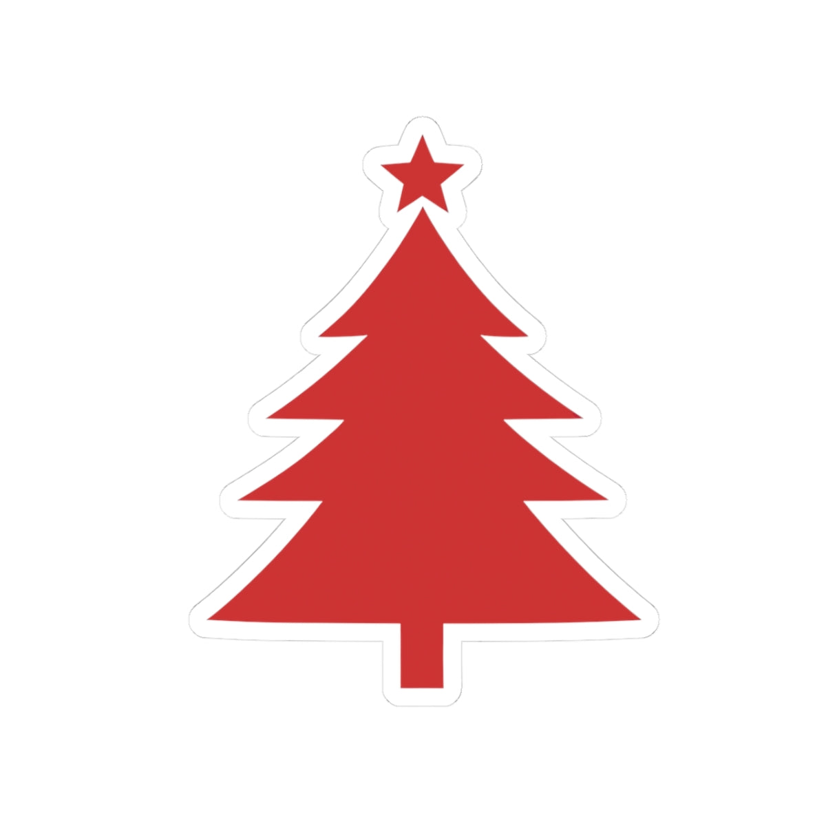 Red Christmas Tree Sticker Gift For Brother Minimal Holiday Vinyl Decal Festive Laptop Accent