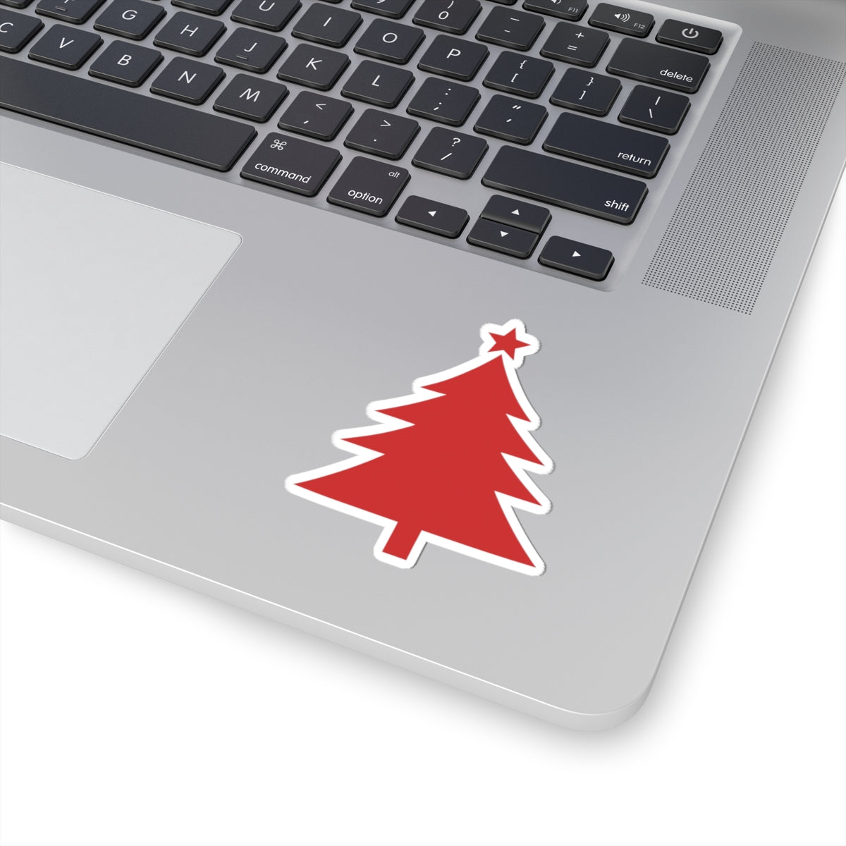 Red Christmas Tree Sticker Gift For Brother Minimal Holiday Vinyl Decal Festive Laptop Accent – product image 2