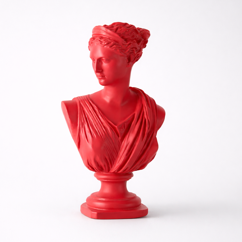 red classical female bust resin sculpture 31 5cm main product view