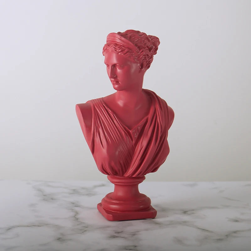 red classical female bust resin sculpture 31 5cm styled product view