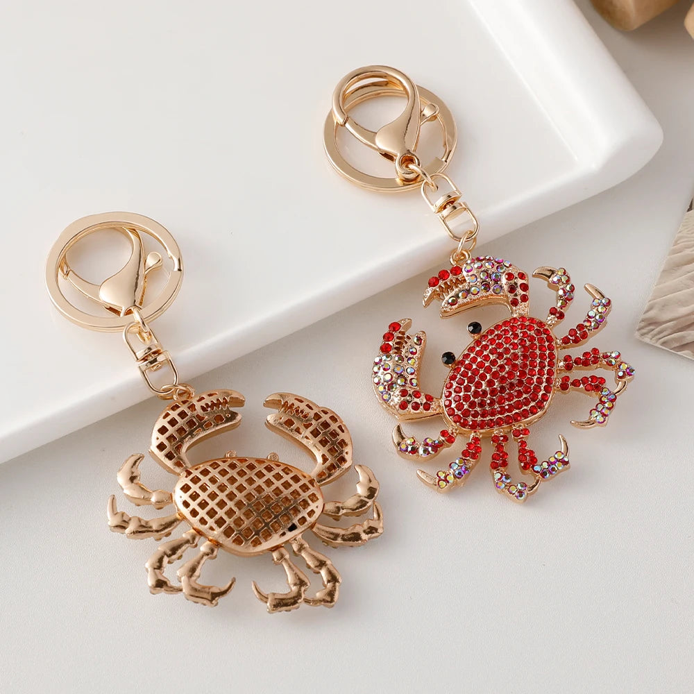 red crystal crab keychain rhinestone sea life key ring beach gift styled product view