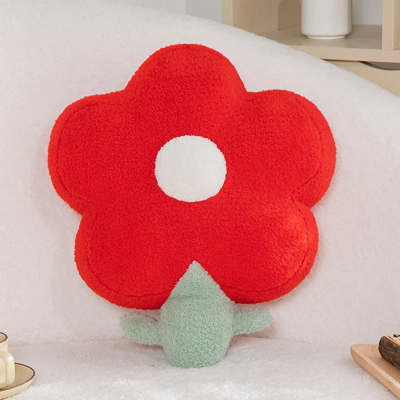 Red Flower Plush Cushion Soft Floral Throw Pillow Tulip Shaped Bedroom Decor Cute Sofa Accent Stuffed Toy Gift For Her Cozy Home Decor Piece