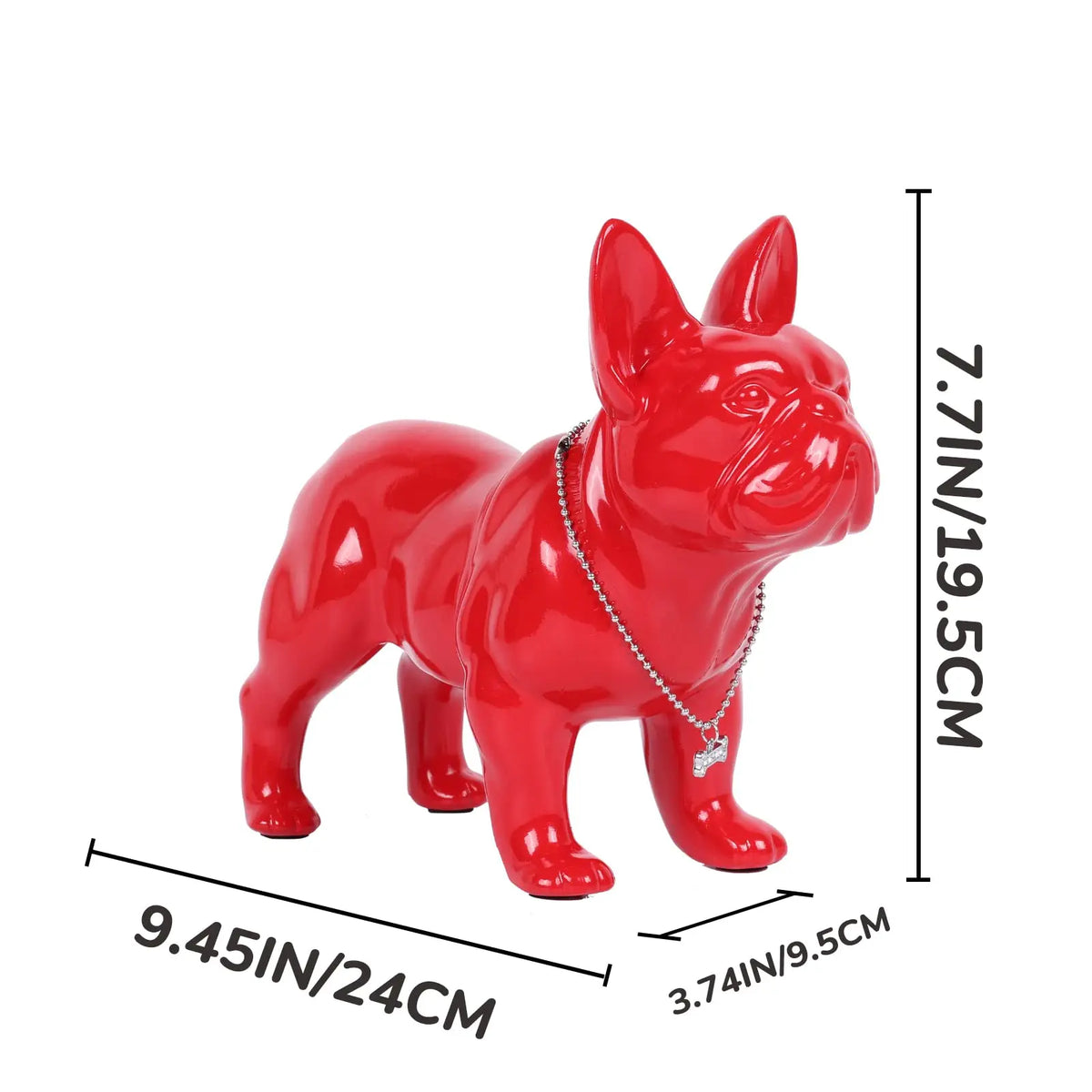 red french bulldog resin statue alternate product view