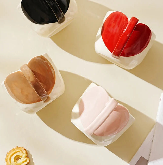 red heart ceramic mug with spoon valentine cup product view 5