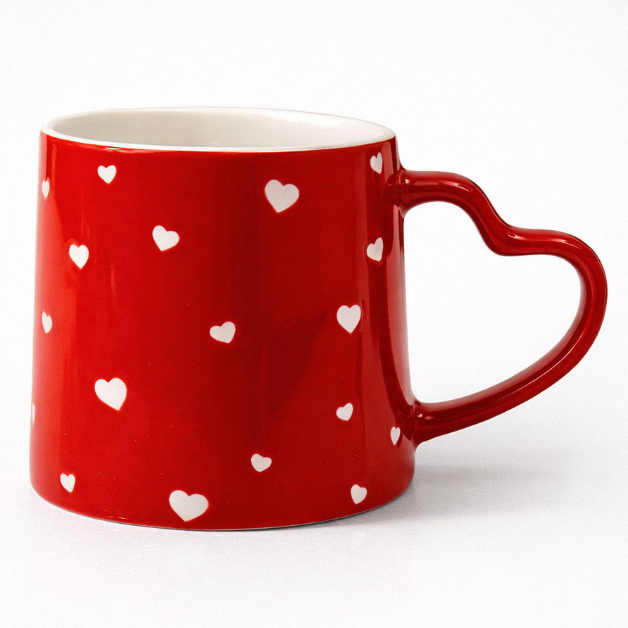 red heart porcelain mug main product view