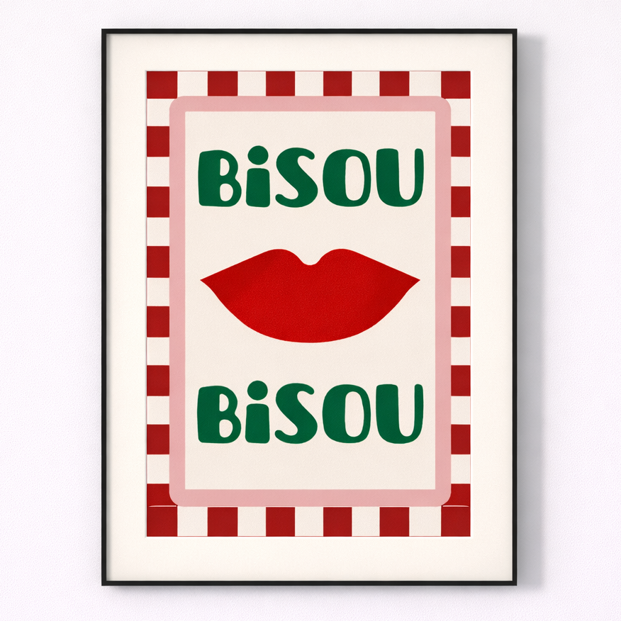 red lips wall art retro fashion print bedroom decor beauty main product view