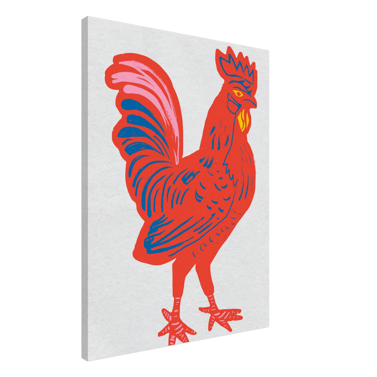 Red Rooster Folk Art Wall Art Canvas Print For Farmhouse Kitchen Decor Fine Art For Modern Home Interiors – product image 2