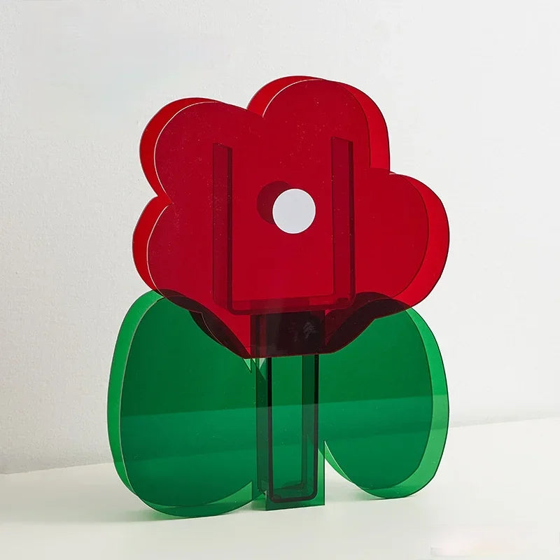 red transparent acrylic vase nordic colorful home decor styled product view