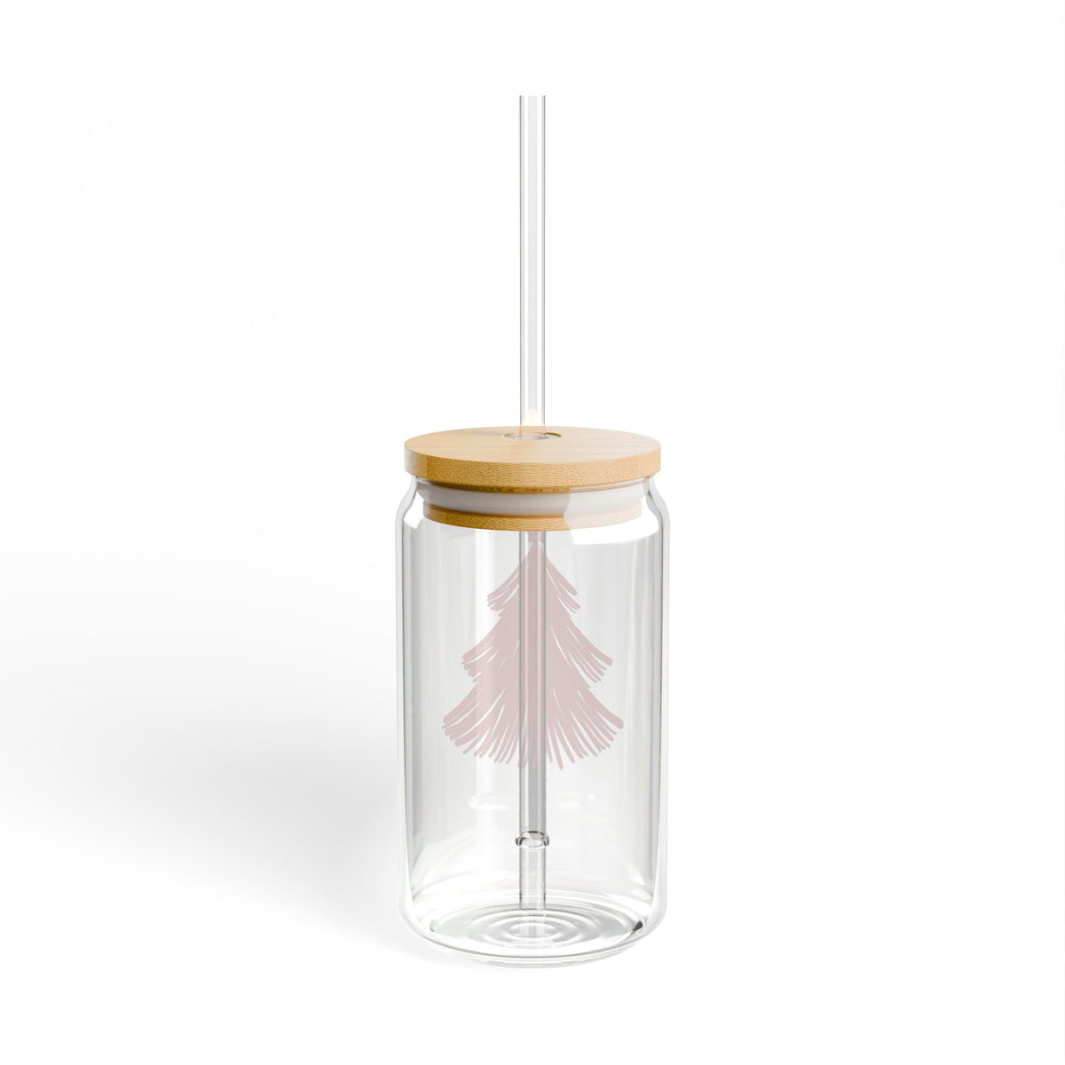 Red Tree Glass Cup Gift For Mom Festive Sipper With Bamboo Lid Cute Holiday Drinkware Sister Best – product image 3