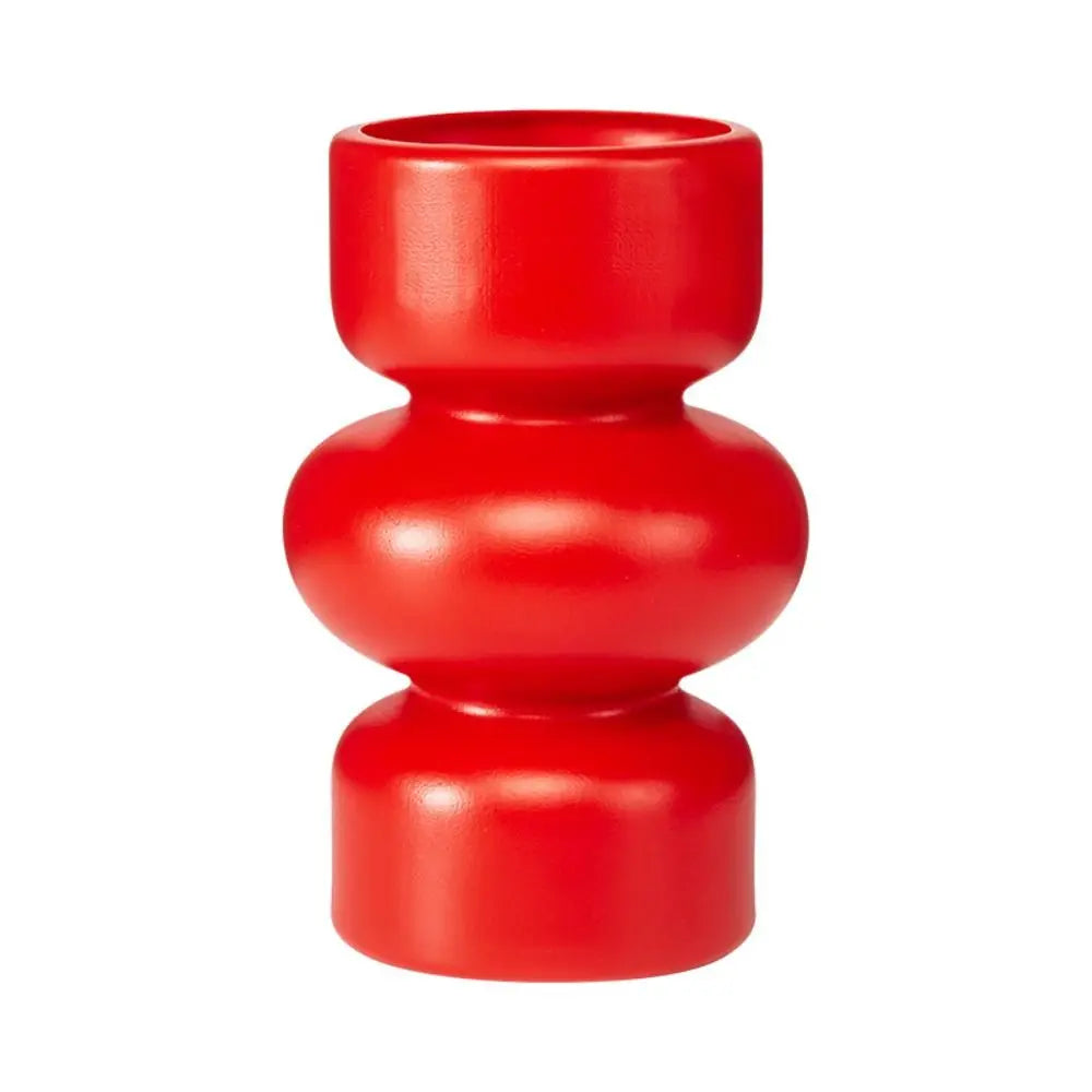 red white sculptural color block vase styled product view