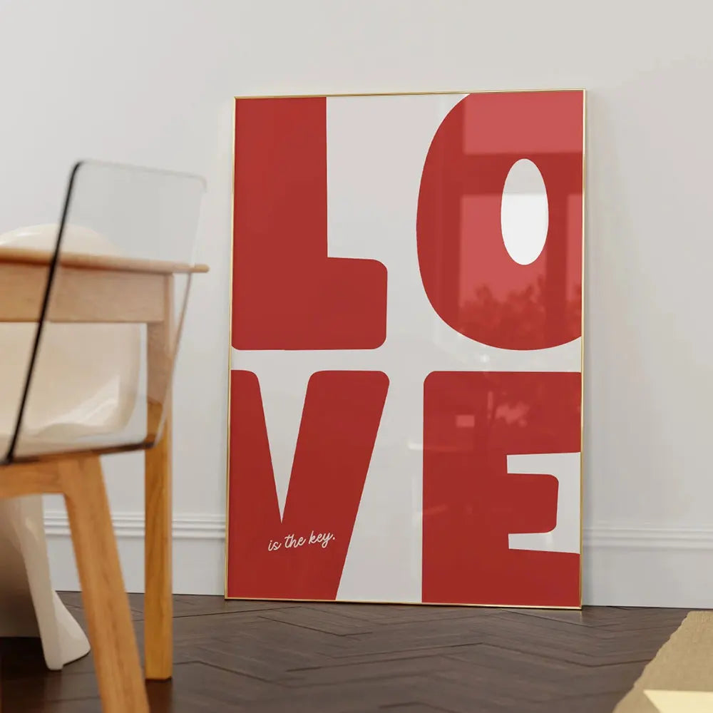 red white typography wall art product detail view
