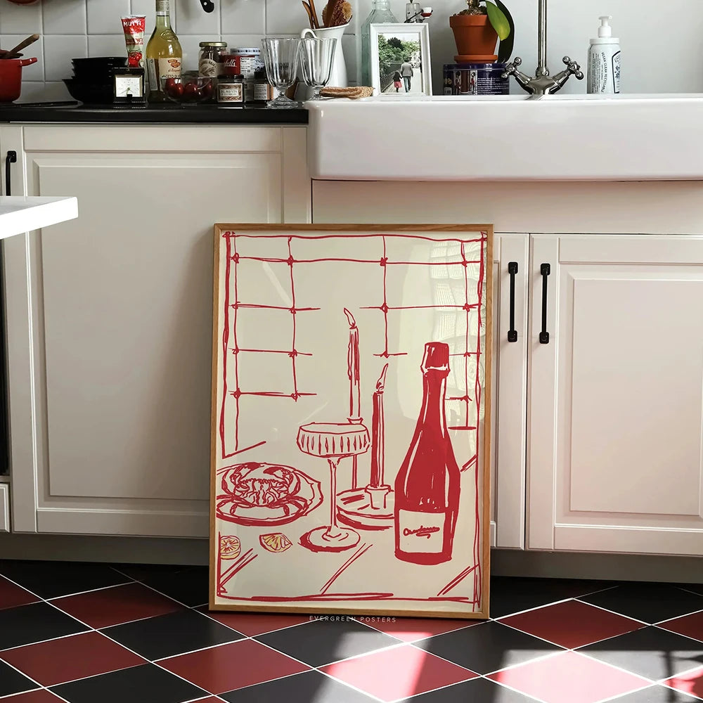 red wine table wall art dining room canvas print styled product view