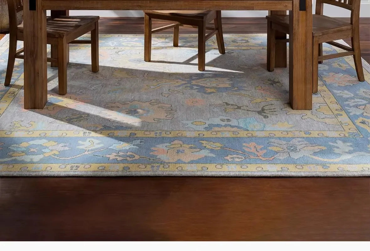 retro decorative french inspired area rug detail product view