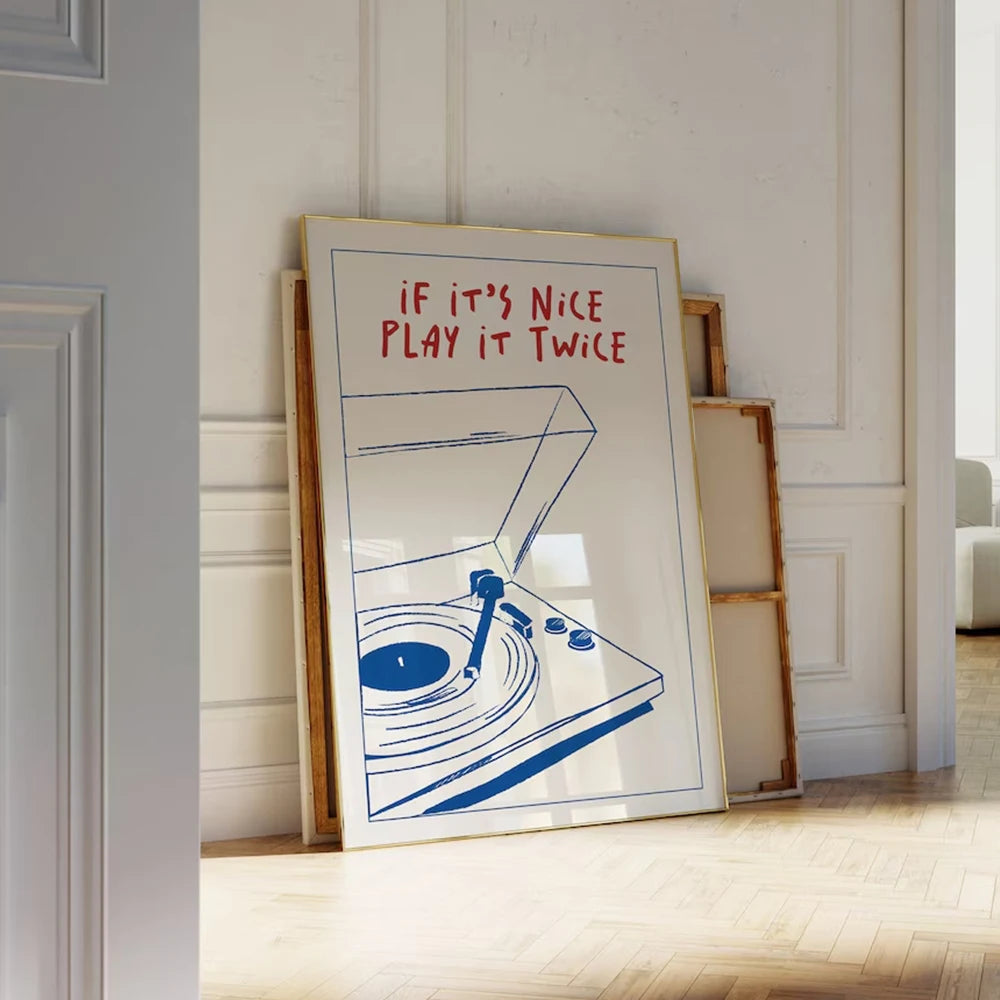 retro music wall art groovy record print living room decor detail product view