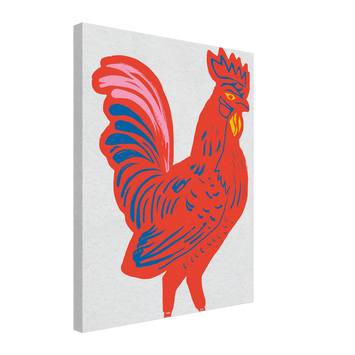 Rooster Wall Art Canvas Print For Vintage Farmhouse Kitchen Decor Folk Art Chicken Artwork For