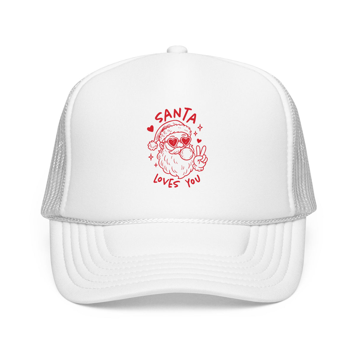 Santa Loves You Trucker Hat Gift For Girlfriend Christmas Mesh Cap Present For Best Friend Retro
