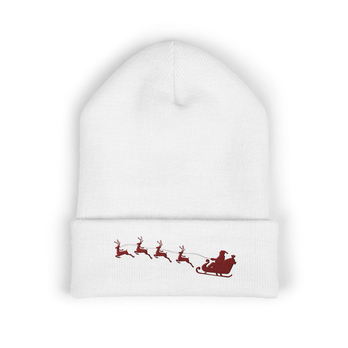 Santa Sleigh Beanie Reindeer Winter Hat Christmas Eve Knit Cap Holiday Magic Headwear Stocking
