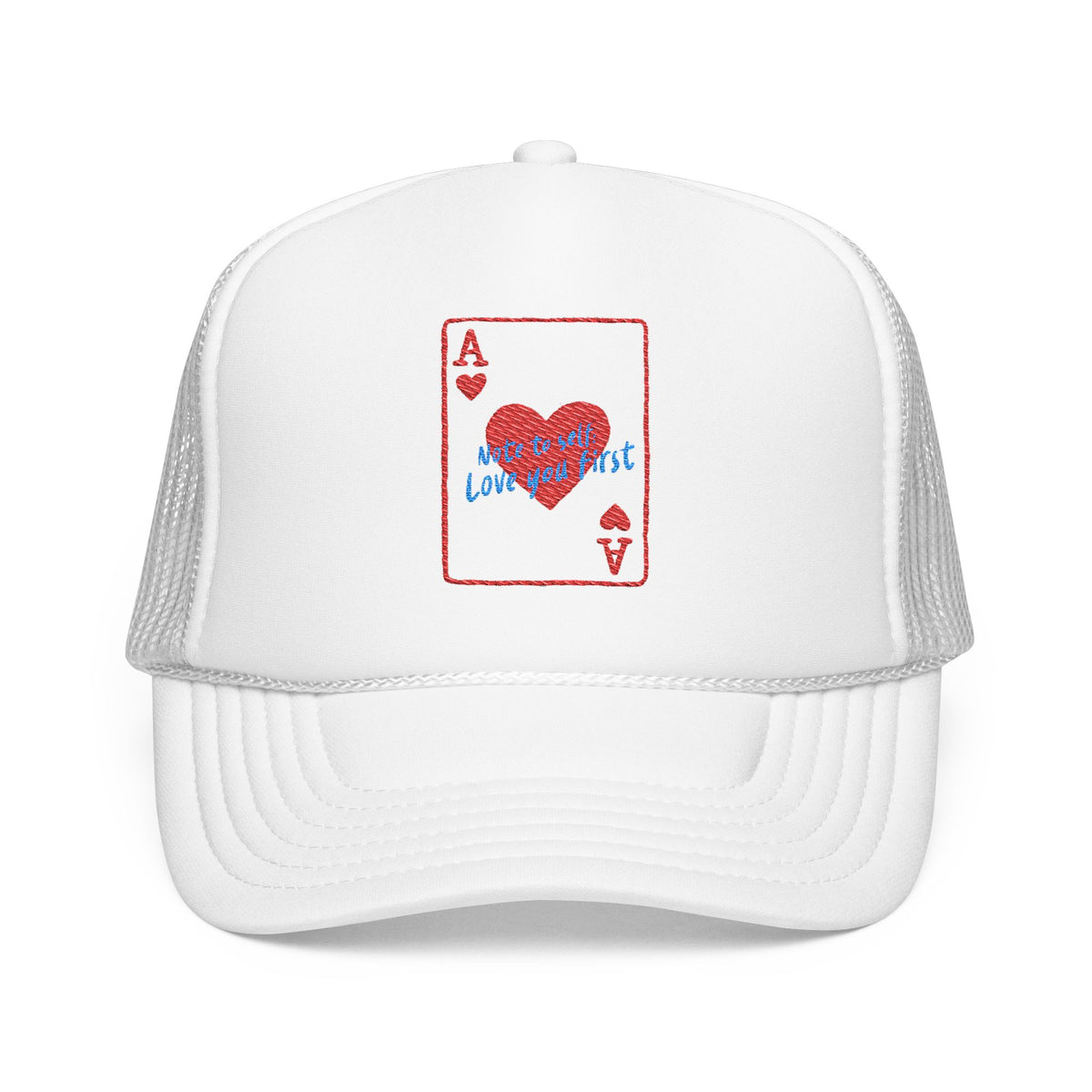 Self Love Trucker Hat Embroidered Ace Cap Womens Confidence Headwear Adjustable Foam Snapback