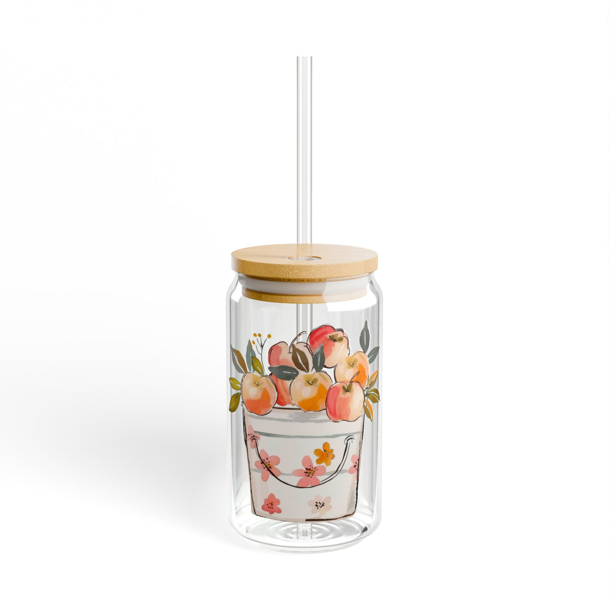 Sipper Glass Apple Lover Gift Farmhouse Drinkware Country Kitchen Cup Autumn Decor Housewarming