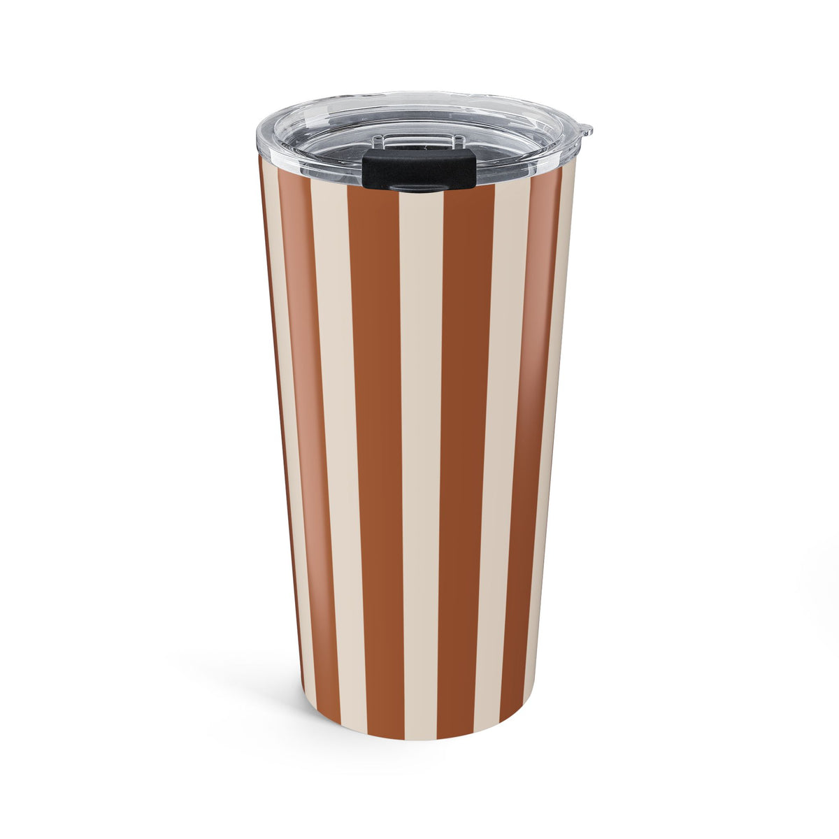 Striped Tumbler Gift For Coffee Lover Brown Travel Cup Office Drinkware Present Retro Mug Commuter