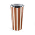 Striped Tumbler Gift For Coffee Lover Brown Travel Cup Office Drinkware Present Retro Mug Commuter