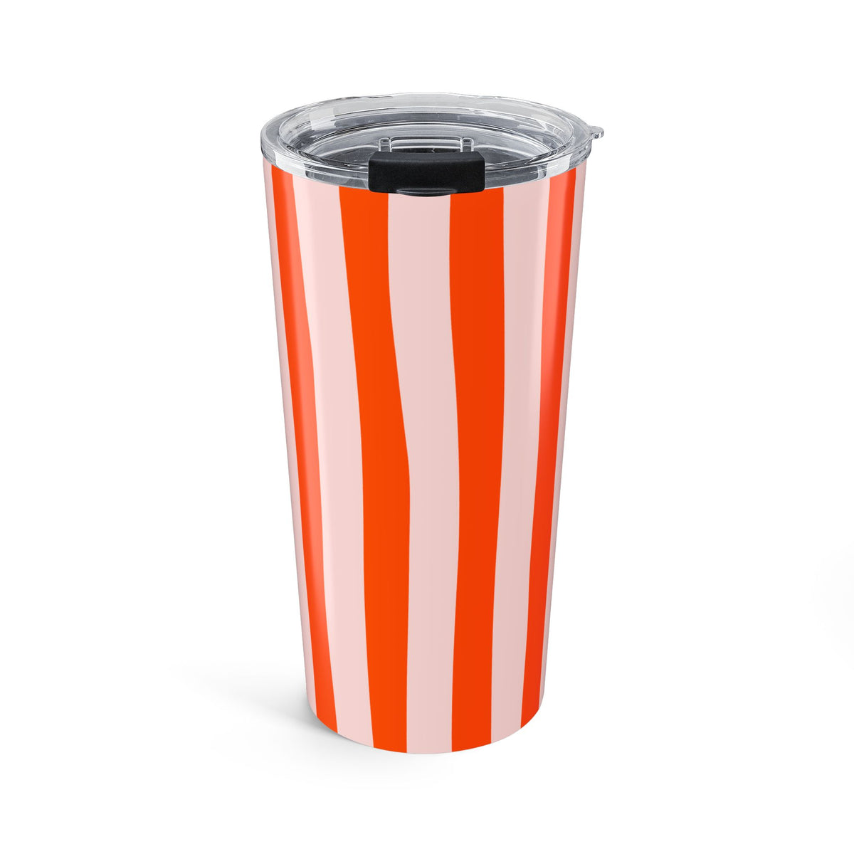 Striped Tumbler Gift For Coffee Lover Orange Cup Modern Sipper Present Colorful Mug For Friend