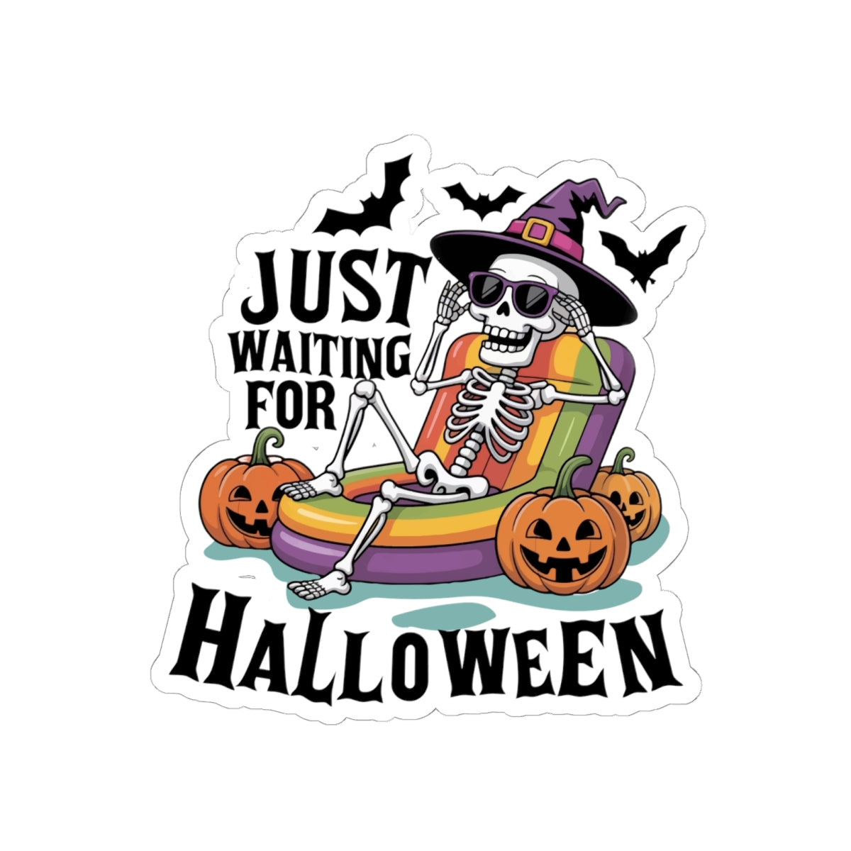 Summer Halloween Stickers For Halloween Lovers, Just Waiting For Halloween Skeleton Float Sticker, – product image 3