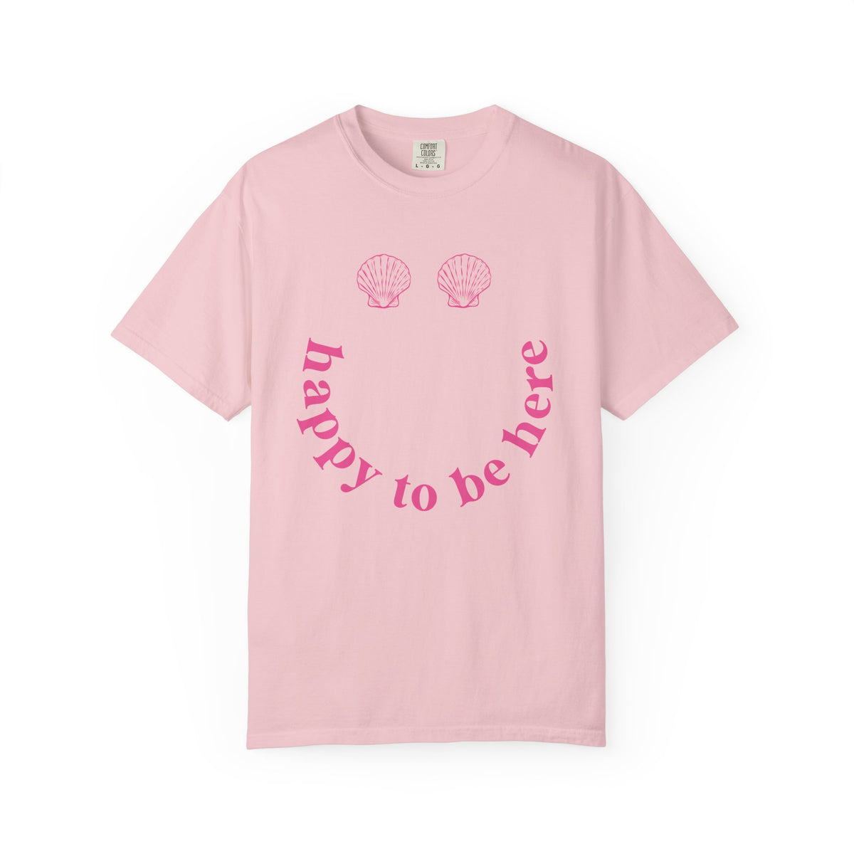 Summer Seashell T Shirt Gift For Her Happy To Be Here Tee Beach Vacation Outfit Coastal Shirt Pink – product image 2