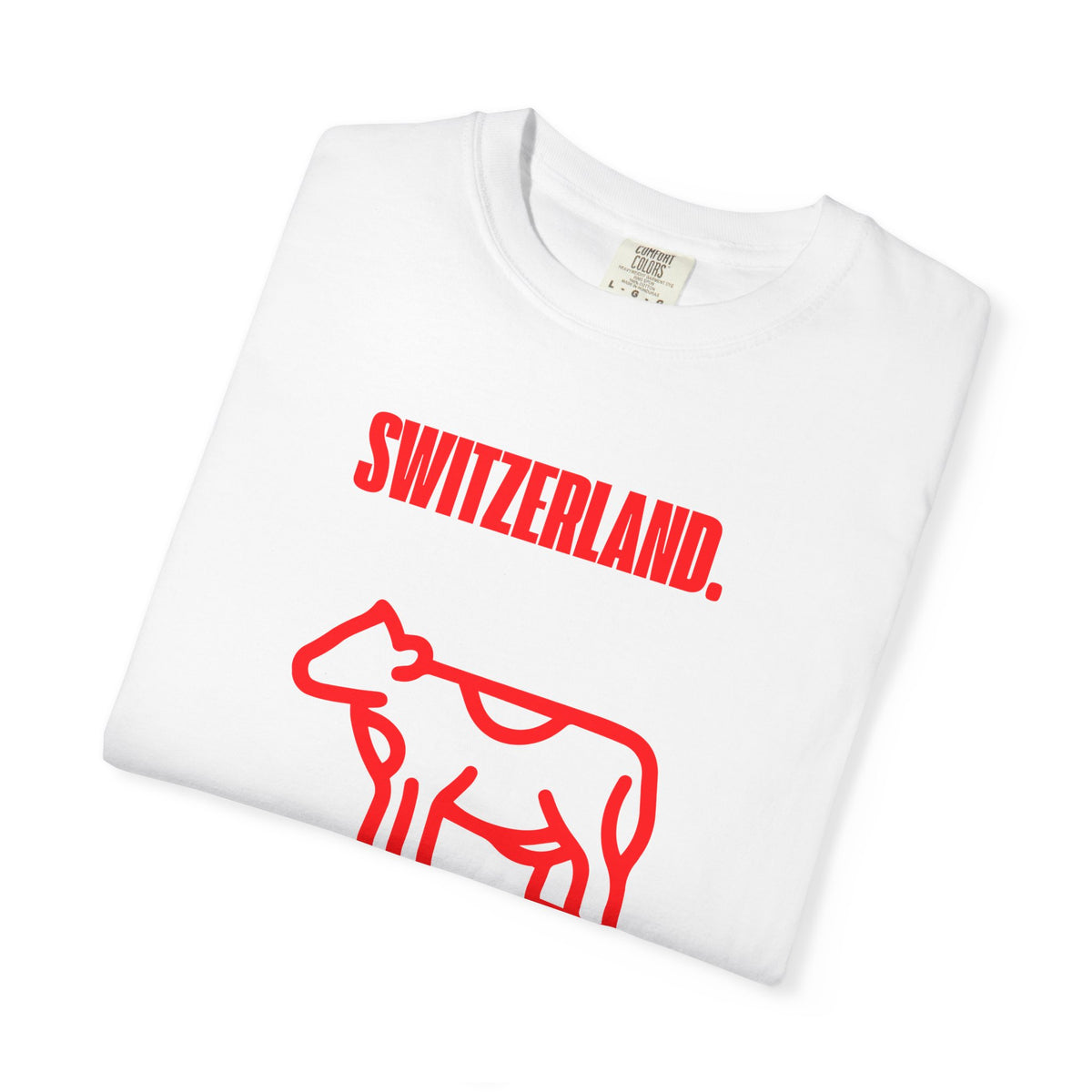 Switzerland Graphic T Shirt Gift For Traveler Swiss Travel Shirt Minimal Alpine Souvenir Tee Red Cow