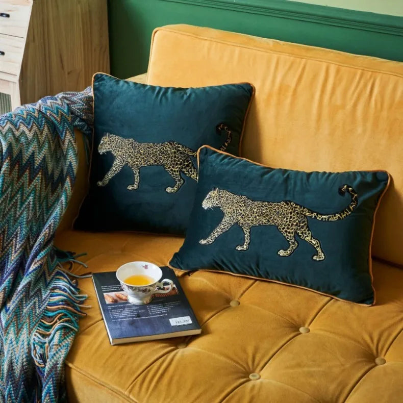 teal gold leopard cover home decor alternate product view